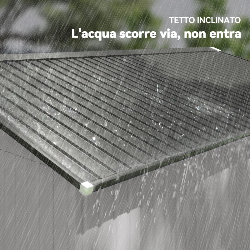 Outsunny Casetta da Giardino 3.4x3.8x2 m in Acciaio con Doppia Porta Scorrevole e Tetto Inclinato, Argento