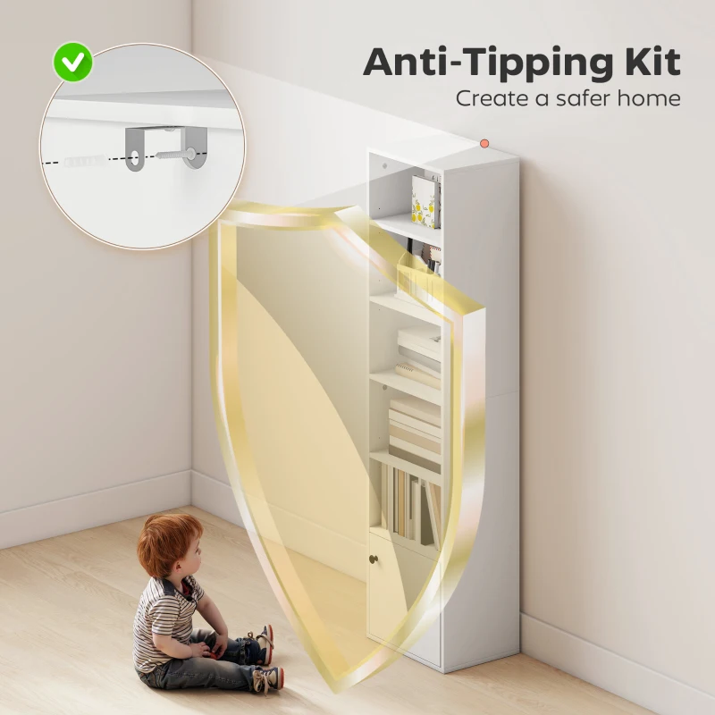 HOMCOM 6-Tier 156 cm Tall Bookcase - White