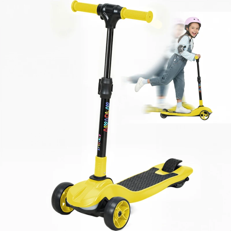 AIYAPLAY Three-Wheel Foldable Electric Scooter for Kids Aged 6-10 Years, Yellow
