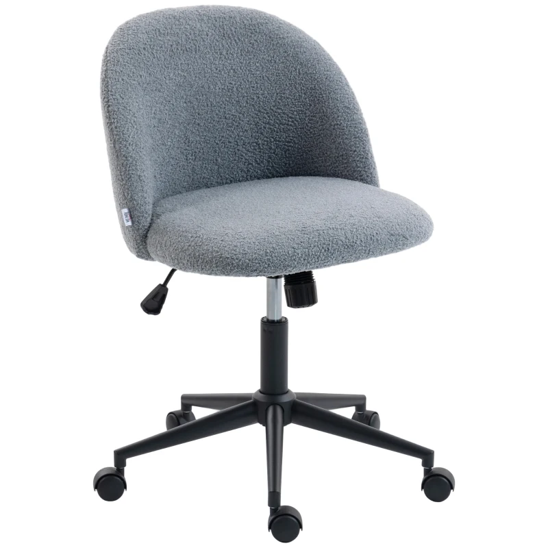 HOMCOM Teddy Fleece Office Chair with Wheels - Grey