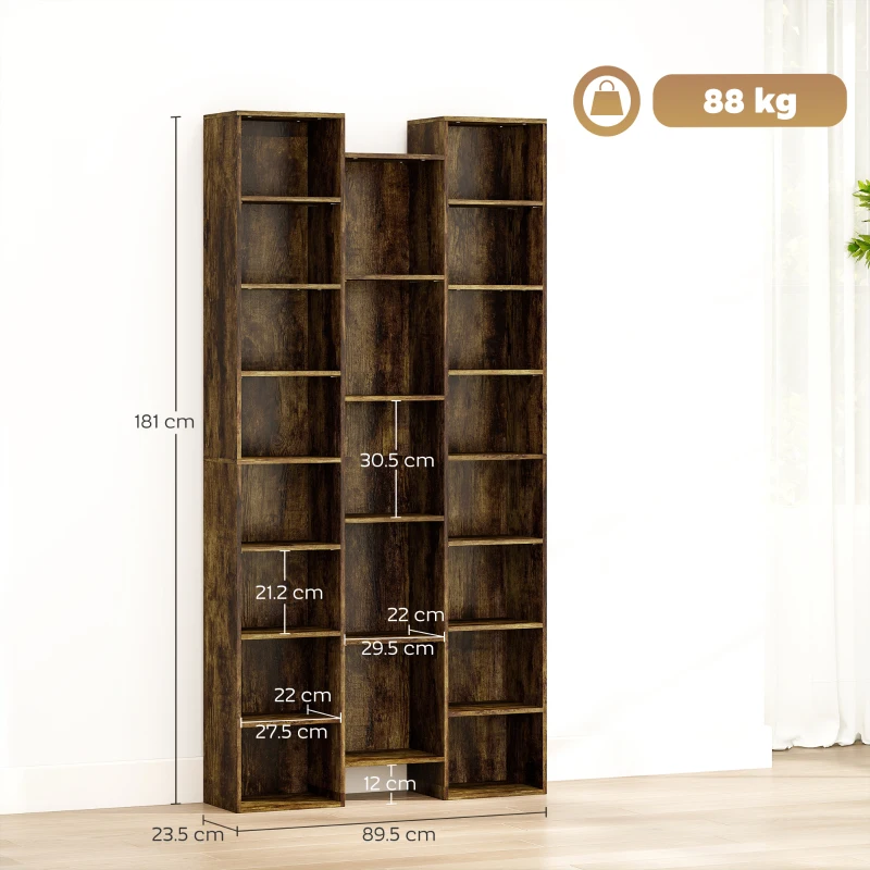 HOMCOM 21-Compartment Bookshelf - Brown