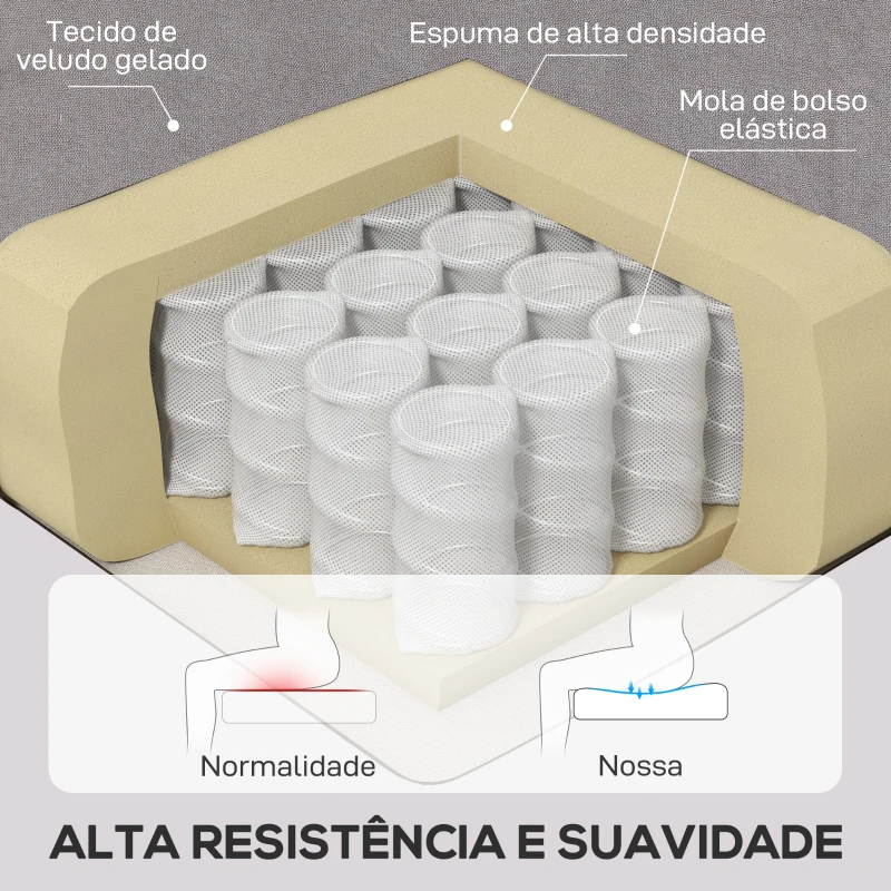 HOMCOM Poltrona de Sala de Estar Poltrona Moderna para Dormitório com Pés de Madeira Poltrona Individual 74x86x102 cm Cinza