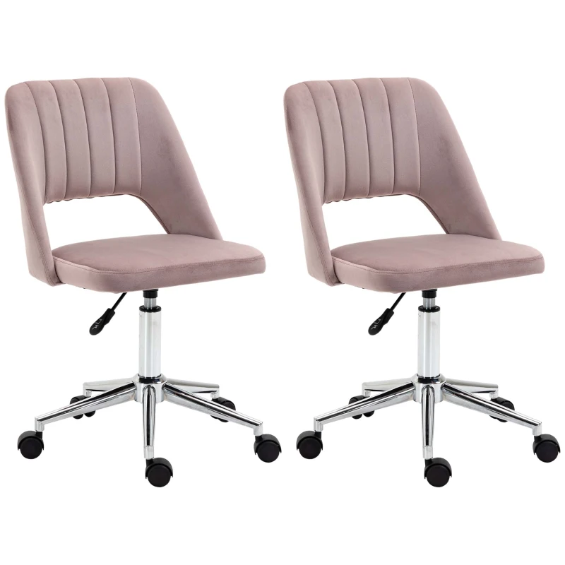 Vinsetto Lot de 2 chaises de bureau design contemporain fauteuil de velours pivotante 360° dossier strié aéré hauteur réglable