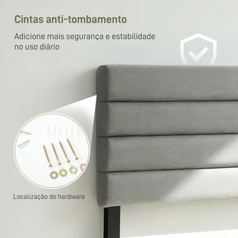 HOMCOM Cabeceira de Cama 140 cm Altura Ajustável em 3 Níveis 106/116/126 cm Estofada em Linho Cinza