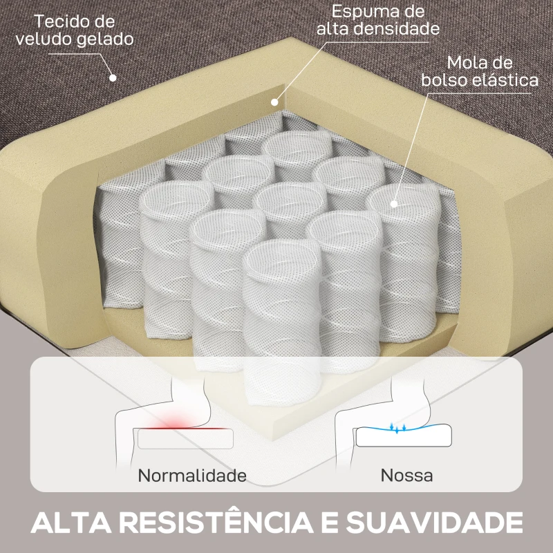 HOMCOM Poltrona de Sala de Estar Poltrona Moderna para Dormitório com Pés de Madeira Poltrona Individual 74x86x102 cm Marrom
