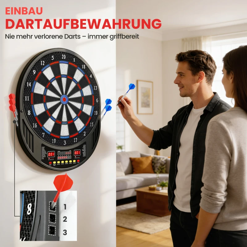SPORTNOW Dartboard electronic pentru 1-8 jucători, afișaj LCD, 6 seturi de săgeți, multicolor