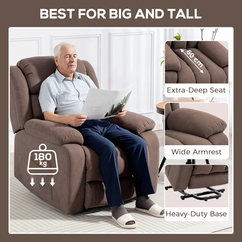 HOMCOM Eight-Point Massage Electric Lift Chair - Dark Brown