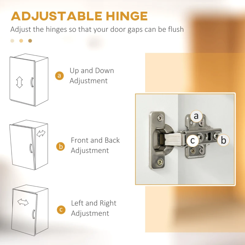 HOMCOM Kitchen Cupboard with 6-tier Shelving, Freestanding Storage Cabinet Sideboard, Pantry Cupboard with 3 Open Compartments and Double-door Cabinet with Adjustable Shelves, White