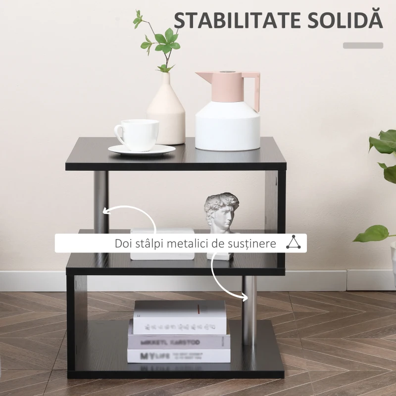 Homcom Masuta Joasa Salon – Lemn Negru 50×50×50 cm