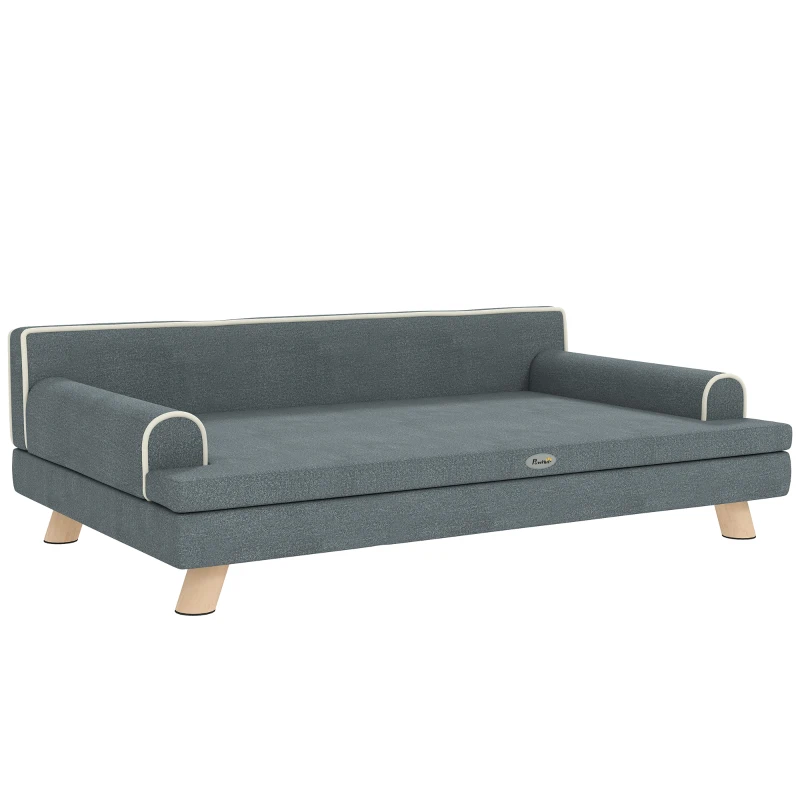 PawHut Canapé pour chien chat design scandinave coussin moelleux amovible pieds bois massif 100 x 62 x 32 cm gris