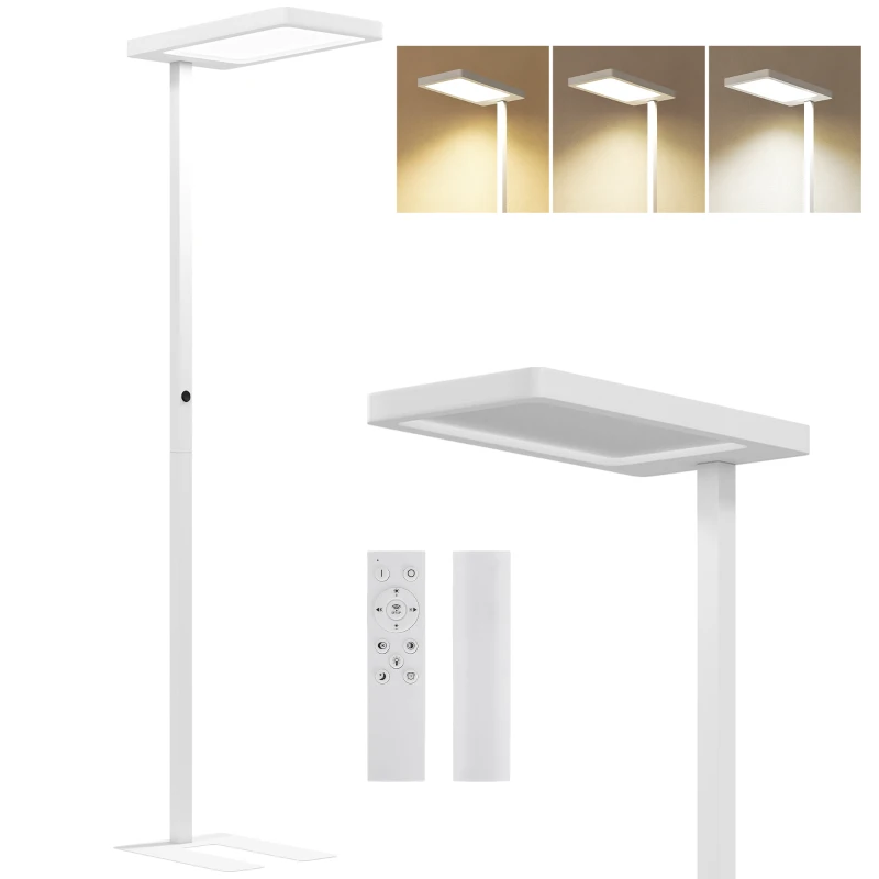 HOMCOM Lampadaire sur pied salon LED dimmable spectre complet pour le soin des yeux télécommande 60 x 32 x 196 cm blanc