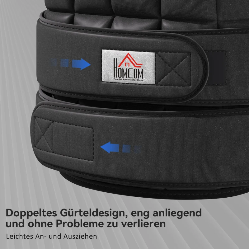 HOMCOM Gewichtsweste 20 KG verstellbare Trainingsweste mit herausnehmenbar Gewichten Schwarz