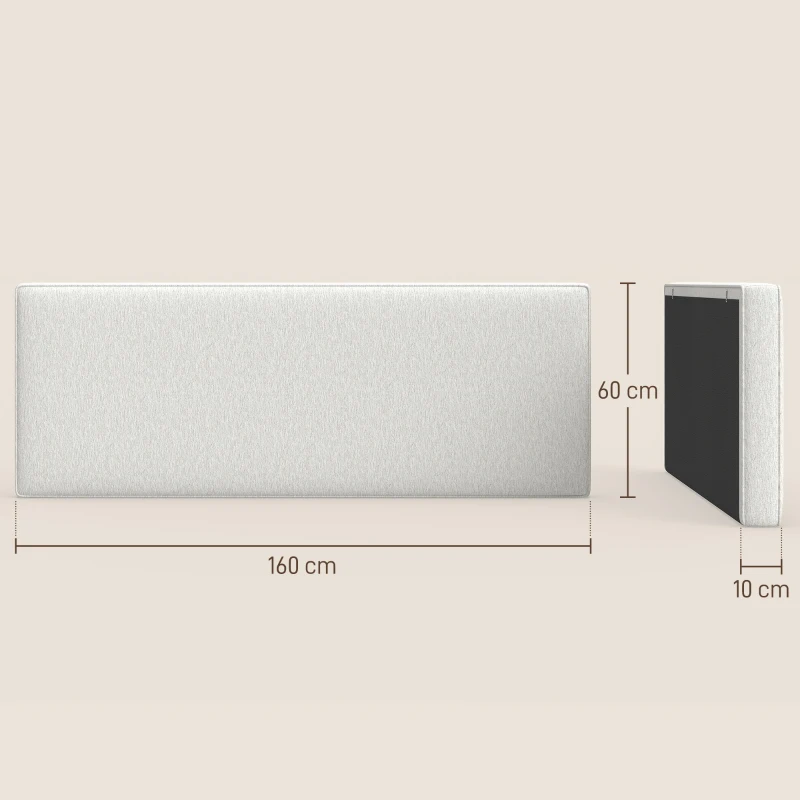 HOMCOM Cabecero montado en pared para acolchado de cama, 160 x 10 x 60 cm, tapizado, Blanco crema
