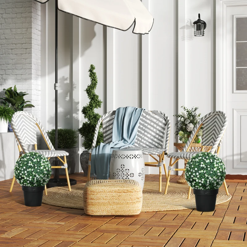 HOMCOM Set of Two Artificial Boxwood Balls Plants - White