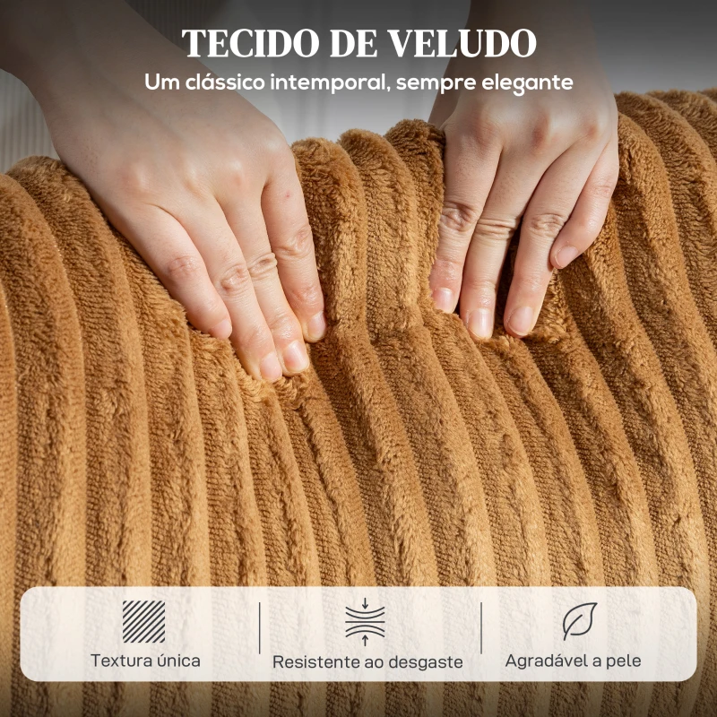 HOMCOM Poltrona Relax Reclinável Manual Estofada em Veludo com Apoio para Pés 73x86x100 cm Marrom