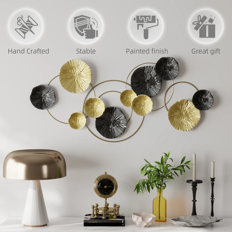 HOMCOM Metal Wall Art, Modern Hanging Wall Decor with Multi-Disc Design for Living Room