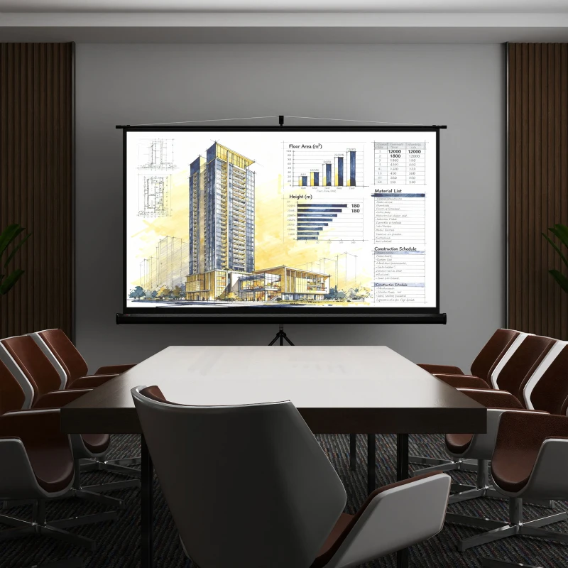 HOMCOM Projectiescherm met statief 221 x 124 cm 254 cm 16:9 HD 4K rolscherm