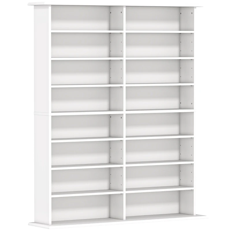 HOMCOM Mobile Libreria porta CD a 16 Ripiani dal Design Moderno in Legno, 106.5x24x126.3 cm, Bianco
