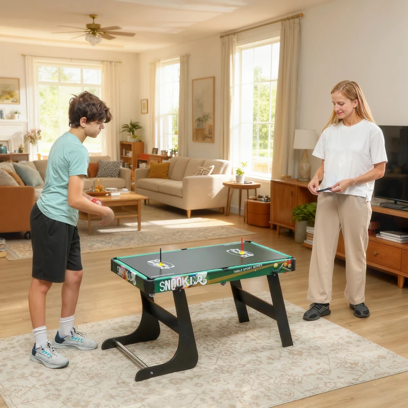 HOMCOM Mesa Multijuegos para Niños de +7 Años 6 en 1 Plegable Billar Futbolín Ping-Pong 118x104x71 cm Multicolor