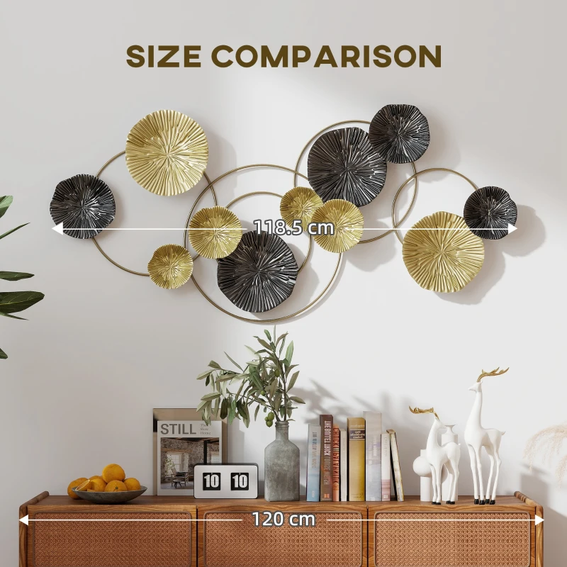 HOMCOM Metal Wall Art, Modern Hanging Wall Decor with Multi-Disc Design for Living Room