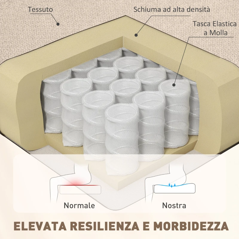 HOMCOM Poltrona per Salotto in Stile Francese con Seduta Imbottita e Cuscini, in Velluto di Ghiaccio, 74x86x102 cm, Beige