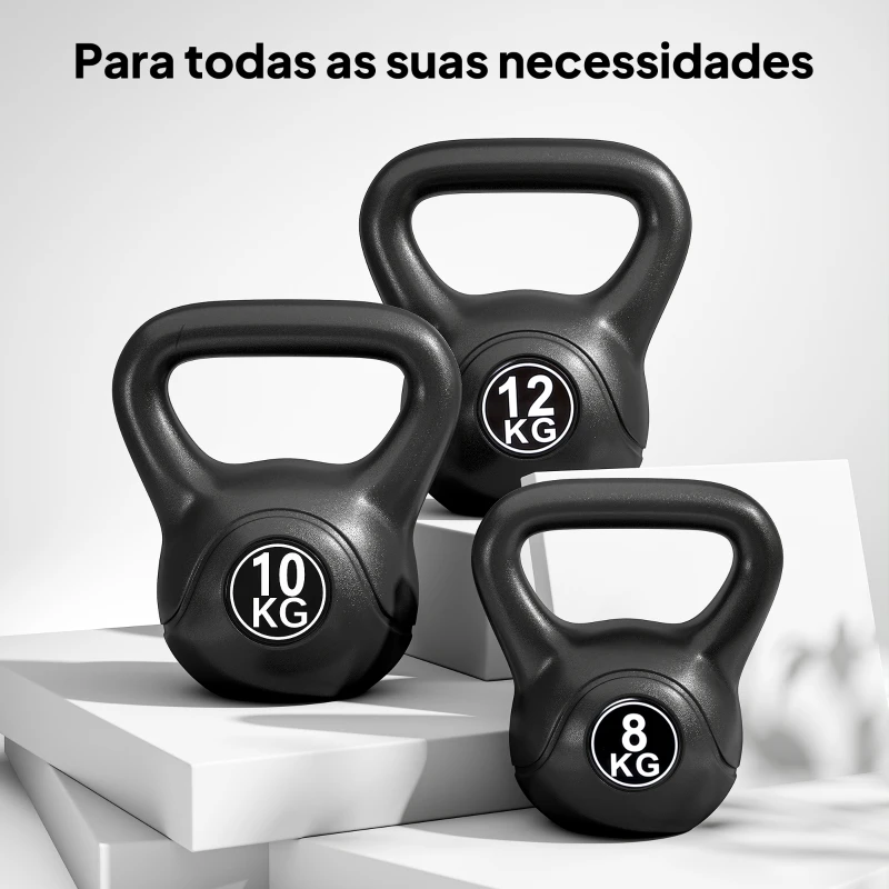 HOMCOM Peso Russo de 10 kg Kettlebell Preenchido de Areia com Punho Largo e Antiderrapante para Trenos em Casa e Ginásio 25x19x28 cm Preto