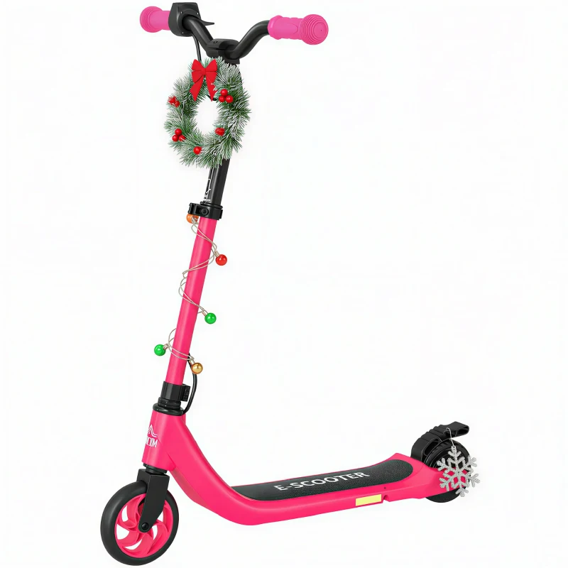 HOMCOM Kids Electric Scooter, Electric Scooters for Kids Ages 6+, 8 KM/H & 6 KM Lightweight E-Scooter, Adjustable Height, Rear Brake - Pink