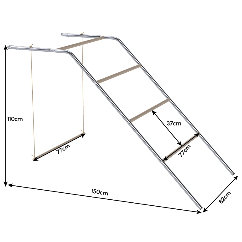 PawHut Poleiro para galinhas a 5 níveis em pinho e aço, escada-baloiço, 82 x 150 x 110 cm, prateado