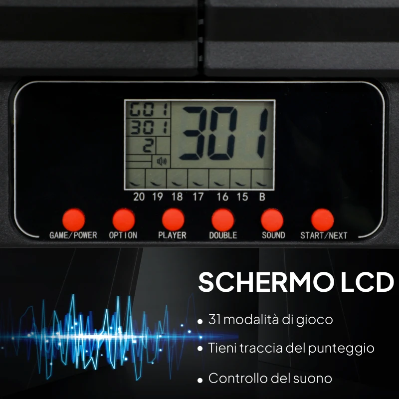 SPORTNOW Bersaglio Freccette Elettronico con 6 Freccette e Monitor LCD per 31 Giochi, 83x45x4 cm, Nero e Blu