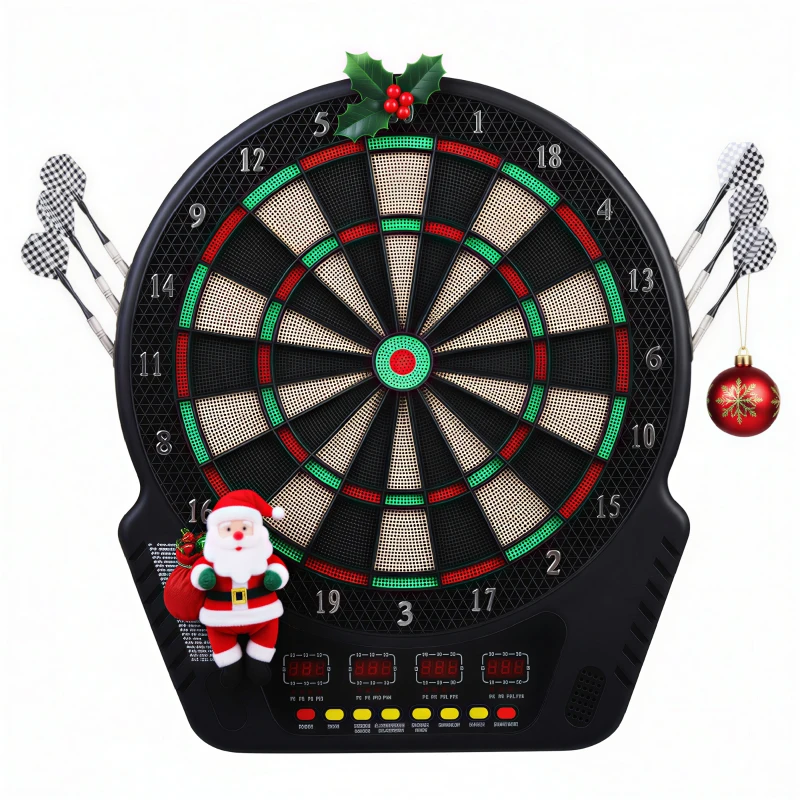 HOMCOM Cible Jeu de flechettes électronique Professionnel 27 jeux 243 variations - Fléchettes pour 1 à 16 joueurs, 6 fléchettes et 24 pointes souples, convient pour les fêtes et les soirées de jeu