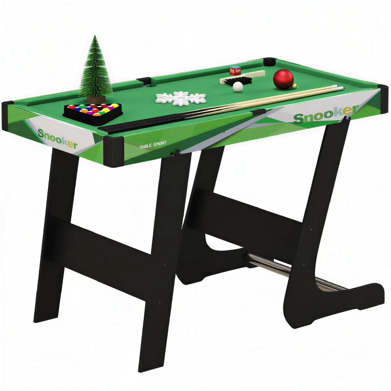 SPORTNOW Table de billard pliable avec accessoires 2 queues, 16 billes, traingle, craie, dim. 104L x 55,5l x 68H cm, tapis vert