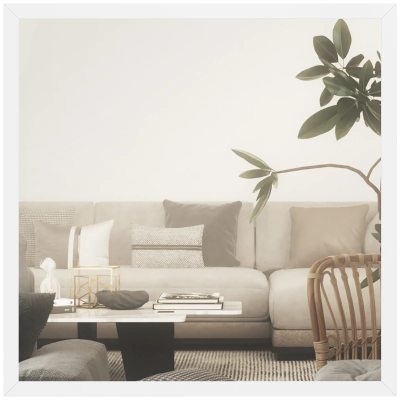 HOMCOM Espejo mural cuadrado 50 x 50 cm, marco de madera blanco, ideal para baño, salón o dormitorio