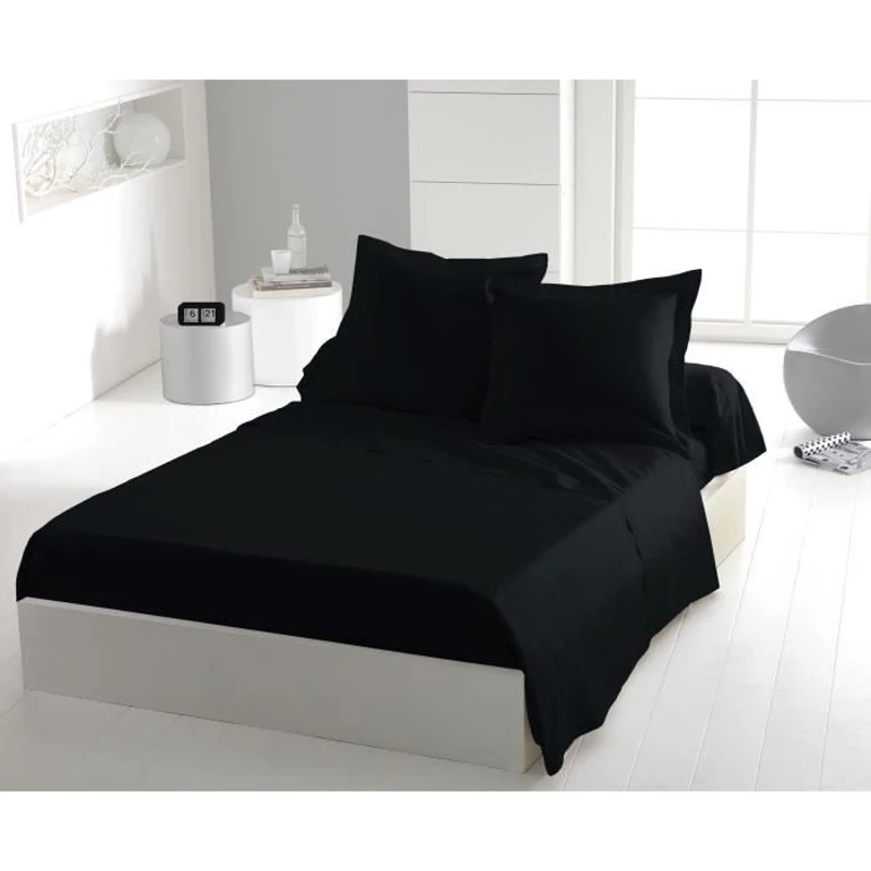 Drap plat - HOME LINGE PASSION - HP72094 - Microfibre 82 g - 180 x 290 cm - Noir