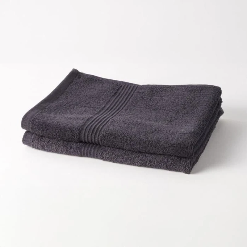 TODAY Essential - Lot de 2 serviettes de toilette 50x90 cm 100% Coton coloris fusain