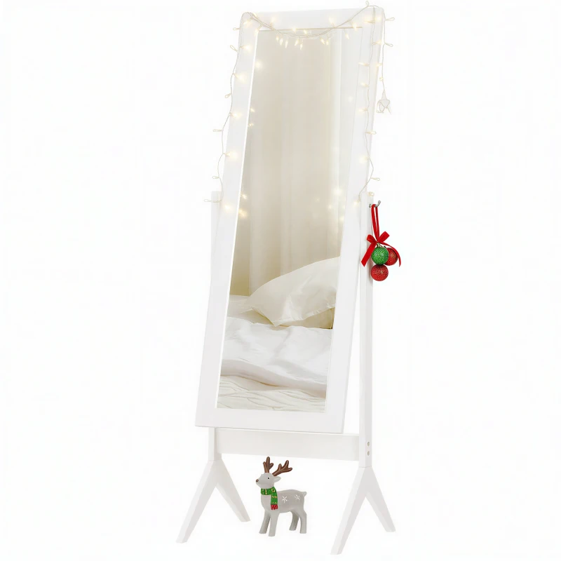 HOMCOM Full Length Mirror, Freestanding Dressing Mirror with Adjustable Angle for Bedroom, 148cm x 47cm, White