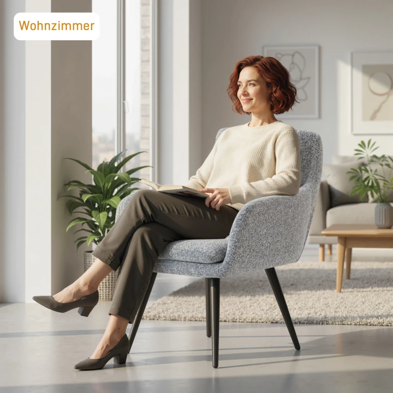 HOMCOM Moderner Akzentstuhl, Polsterstuhl mit Metallbeinen, Leinenoptik, Hellgrau