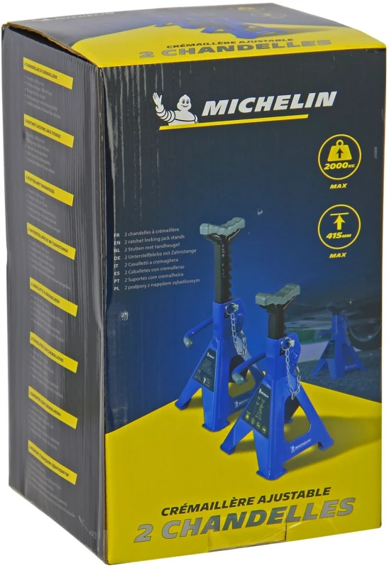 Chandelles a crémaillere Maxi 2 T hauteur 280 a 415mm - MICHELIN - Blocage facile et rapide avec levier + goupille de sécurité
