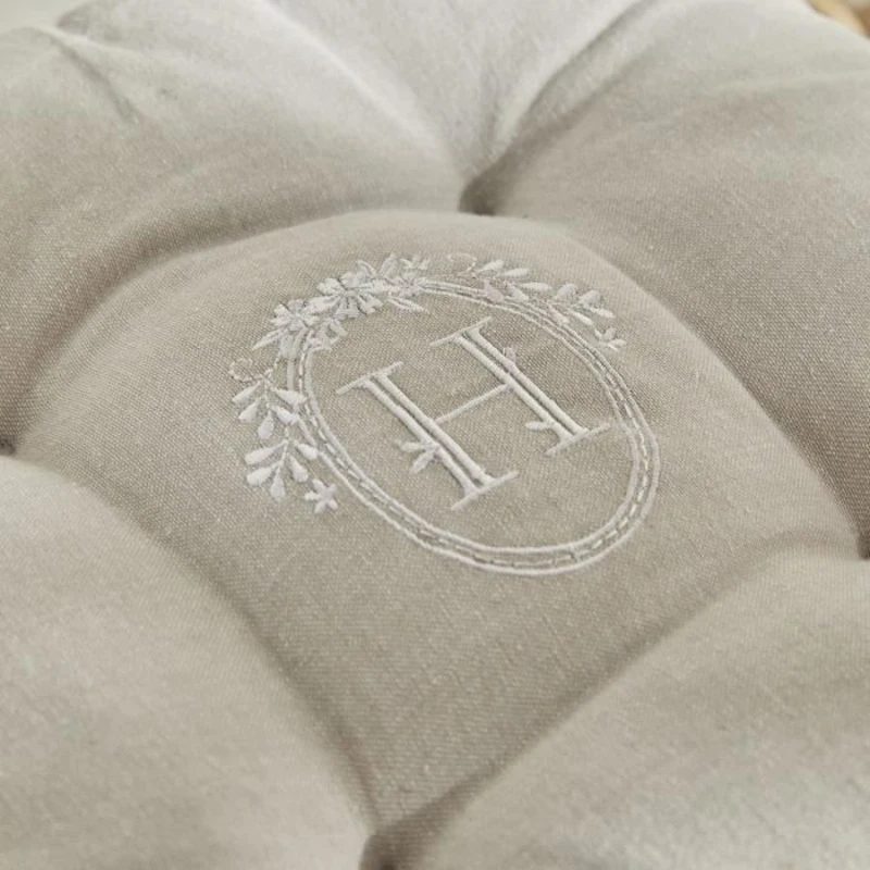 Assise matelassée - TODAY - CHARME - Chambray x Petite Broderie Berenice - 40 x 40 cm