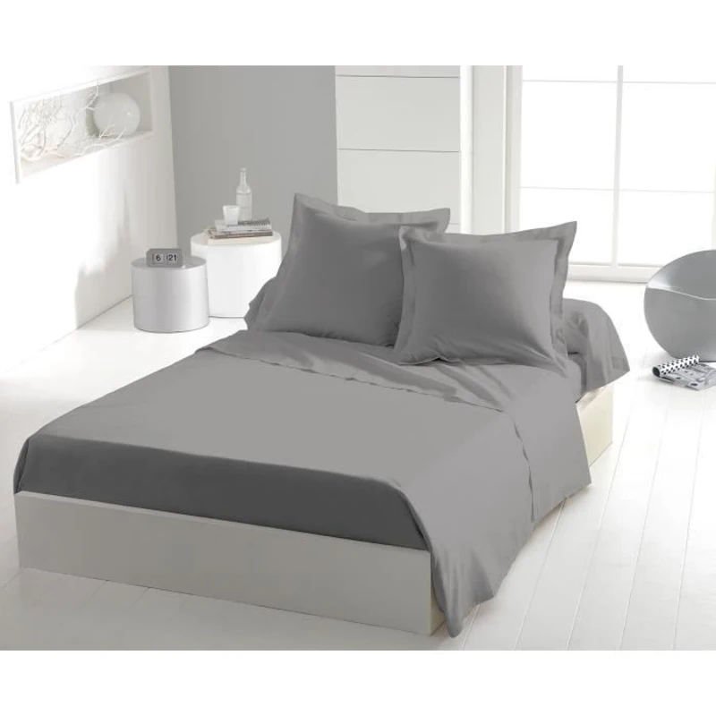 Drap plat - HOME LINGE PASSION - Microfibre 82 g - 240 x 300 cm - Gris clair