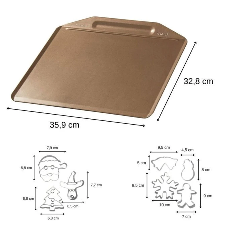 Plaque de cuisson au four sans rebords et 7 emporte-pieces de Noël - ZENKER