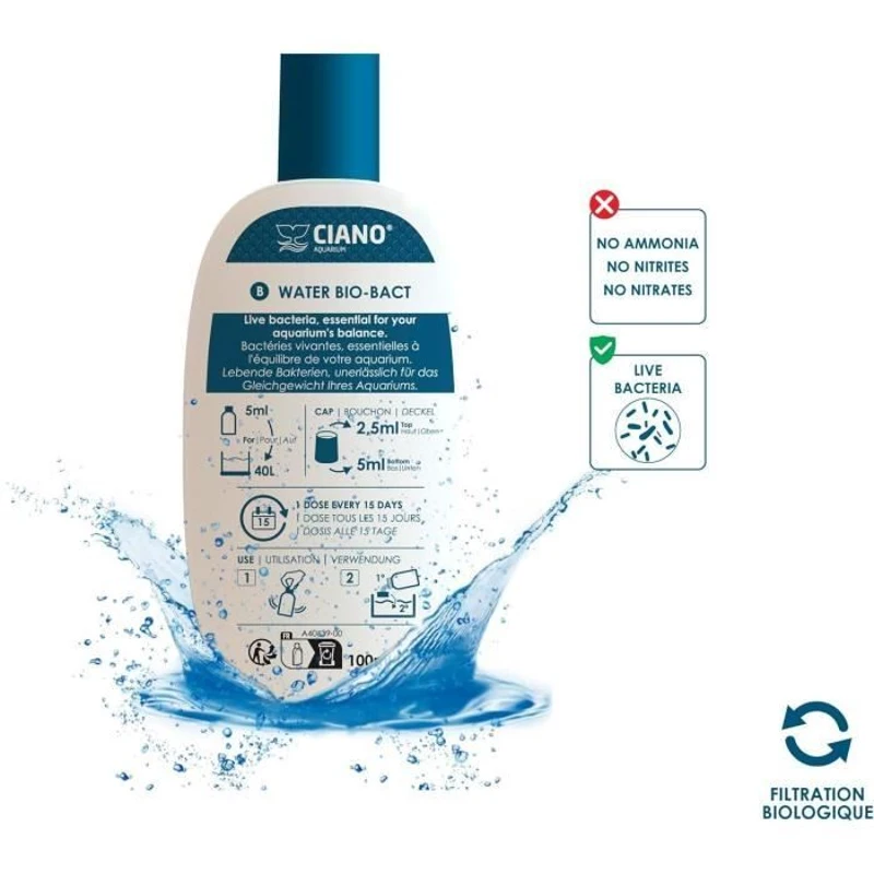 Traitement aquarium - CIANO - Pack Water Care 3 x 100 ml - Eau cristalline, santé poissons, entretien rapide