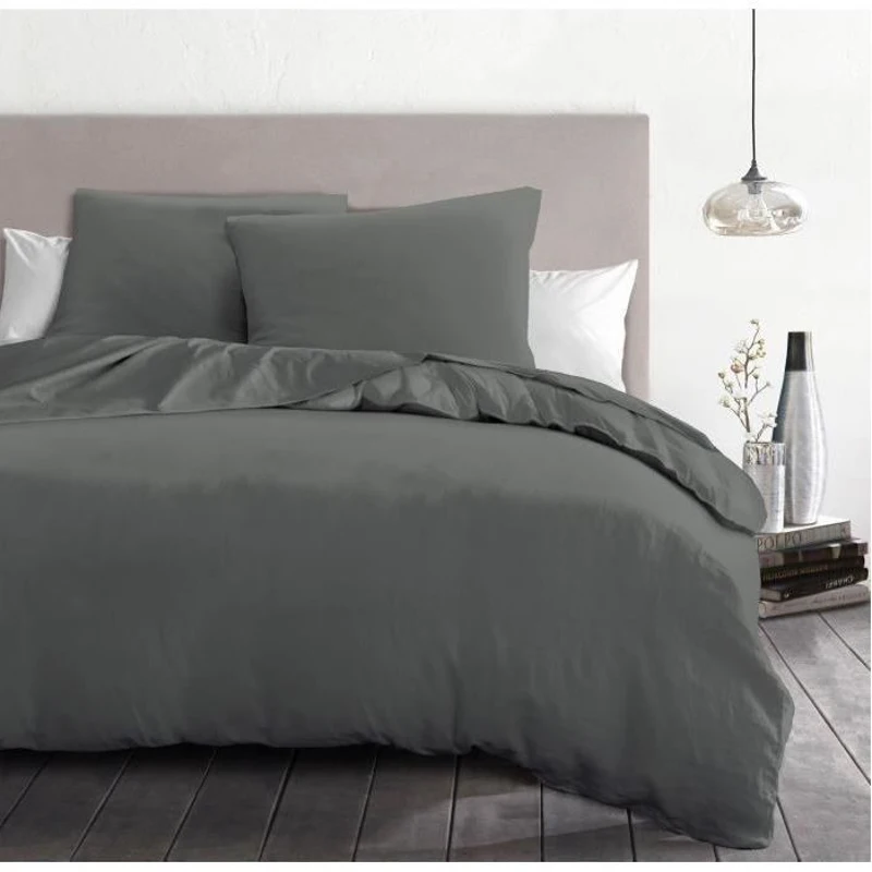Parure de couette 3 pieces - HOME LINGE PASSION - HP72076 - Microfibre 82 g - 220 x 240 cm - Gris anthracite