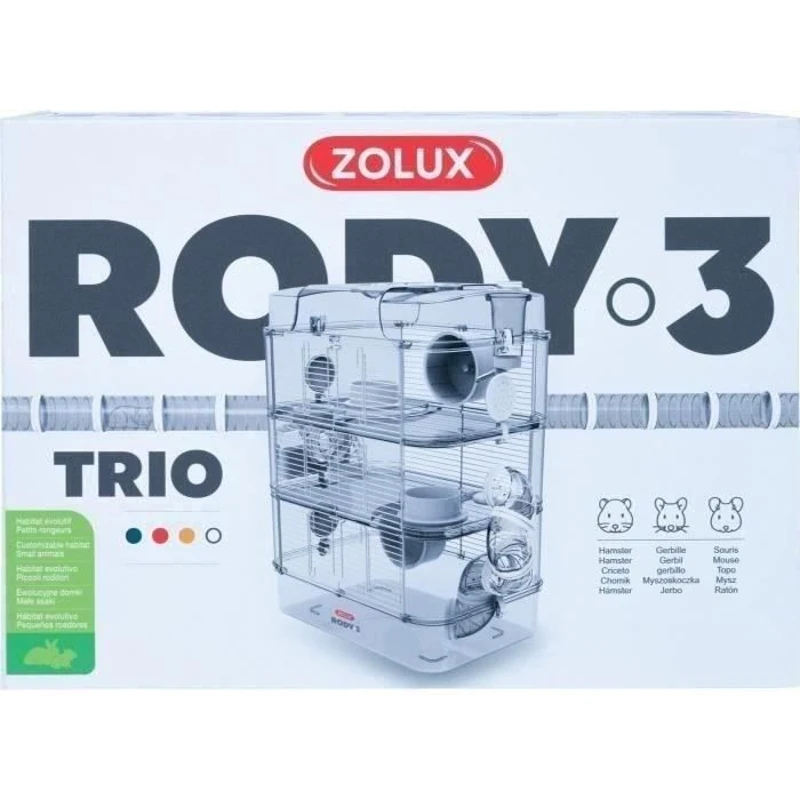 ZOLUX Cage sur 3 étages  Rody3 trio - Pour hamsters, souris et gerbilles - L 41 x p 27 x h 53 cm - Blanc