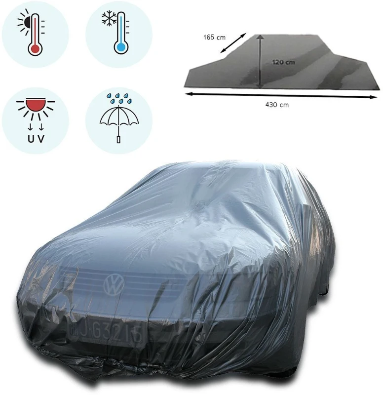Housse de voiture - ECO BUDGET - Protection contre la poussiere - Imperméable - Polyéthylene - 430x165x120 cm