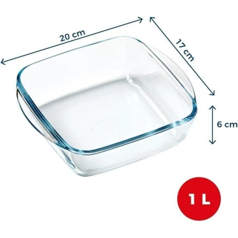 Plat air fryer - PYREX - 1450141 - Carré - En verre borosilicate - 20 x 17 cm