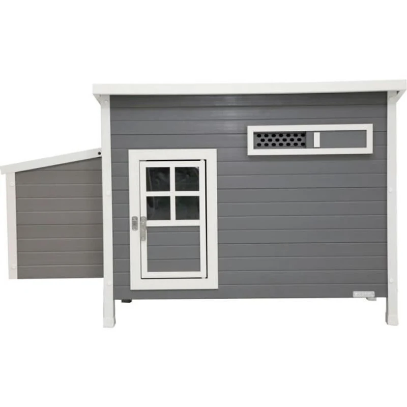 Kerbl Poulailler Barney (60% plastique , 40% bois) 2-4 poules - 137x73x83 cm - Gris et blanc - 60% PVC 40% bois