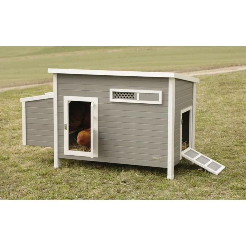 Kerbl Poulailler Barney (60% plastique , 40% bois) 2-4 poules - 137x73x83 cm - Gris et blanc - 60% PVC 40% bois
