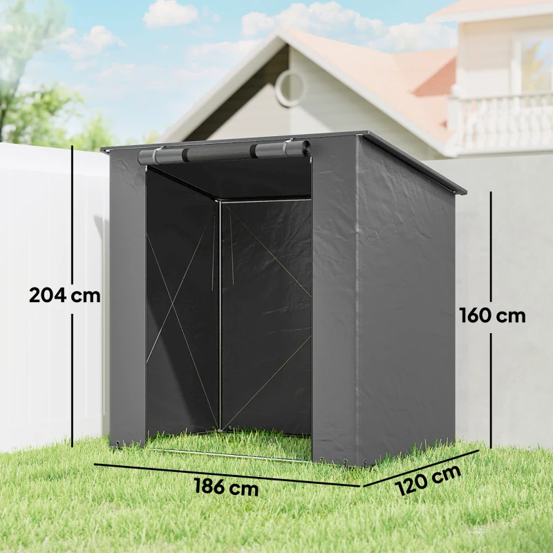 Outsunny Garage Tent 190x120 cm Waterproof Storage Tent with Roll-up Zipper Door, Vent Window Dark Gray