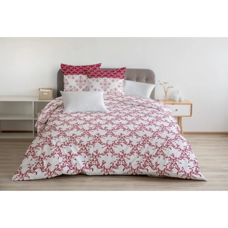 Parure de couette HOME LINGE PASSION FRISE - Bordeaux - 100% Coton 57 Fils