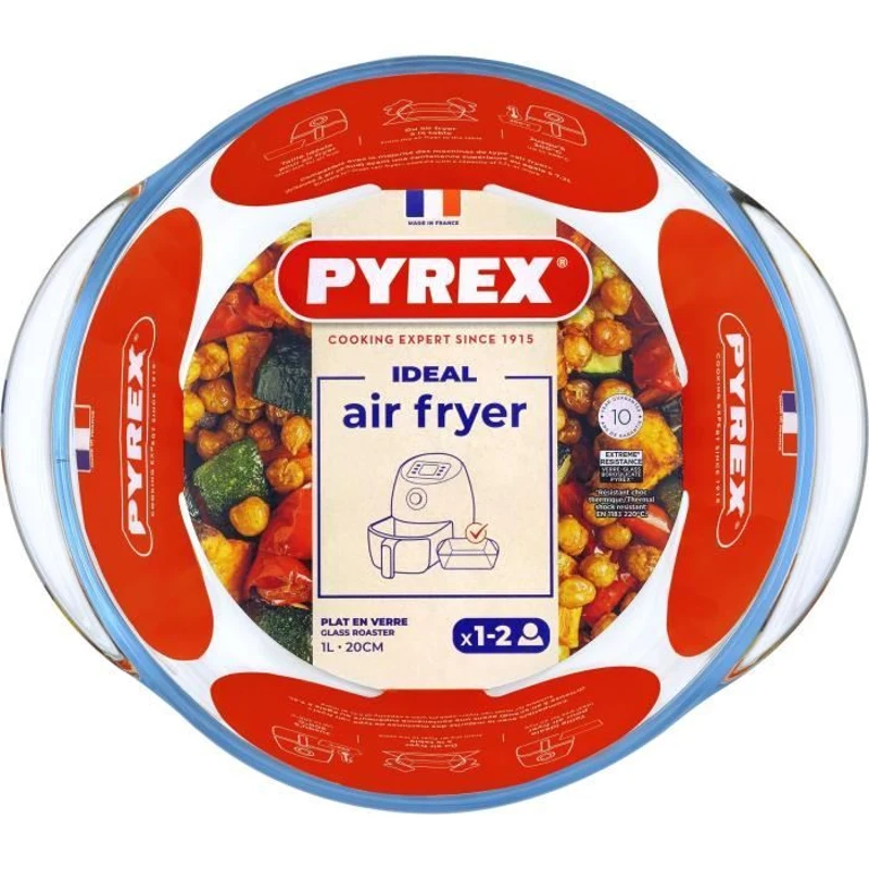 Plat air fryer - PYREX - 1450140 - Rond - En verre borosilicate - 20 cm